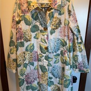 Anthropologie Floral Hydrangea Print Trench Coat in size Xl great condition!